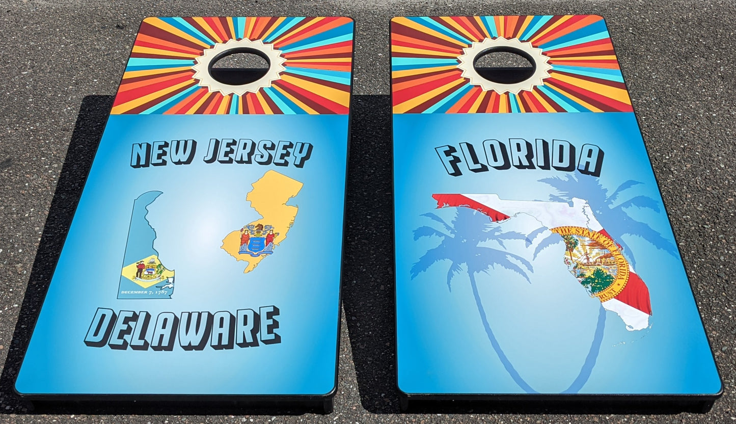 Retro States Cornhole Boards