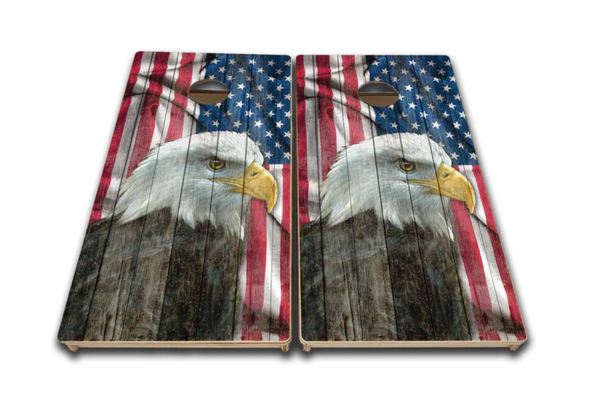 Faded Eagle Flag Cornhole Boards