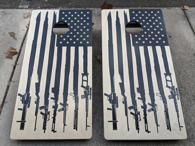 Gun Flag Cornhole Boards