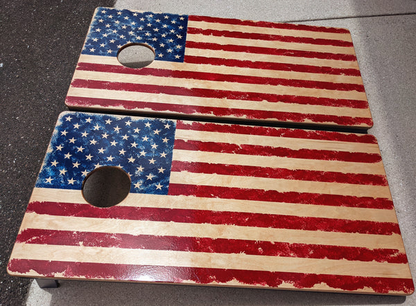 Hand Painted Flag Cornhole Boards